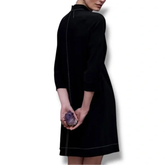 MM LaFleur The Kinsley Dress Everyday Crepe Black Contrast Stitching NWT Size 18 - Picture 5 of 11